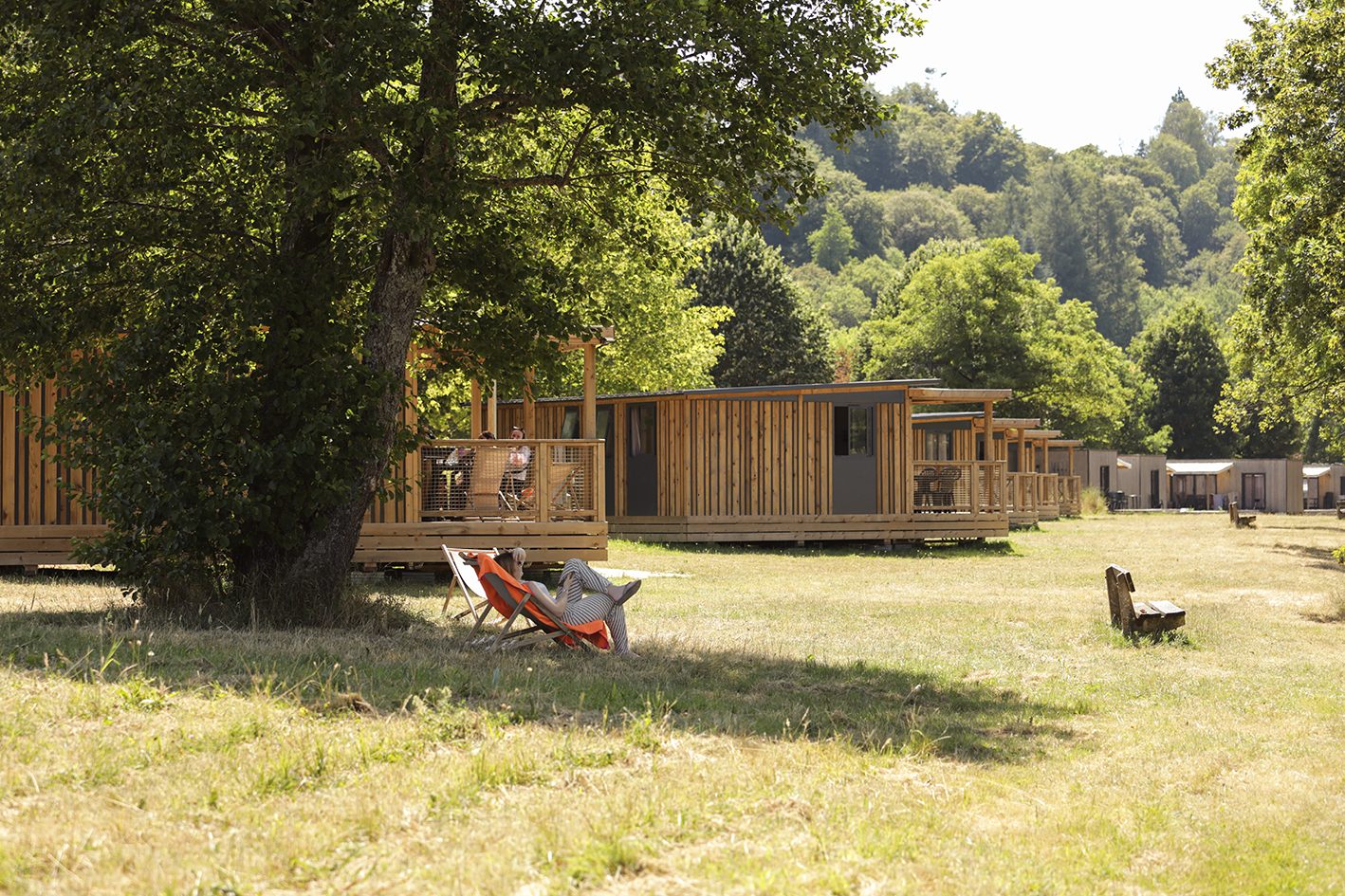 Wooden Nest 29 mobile home with covered terrace, Camping Le Florenville