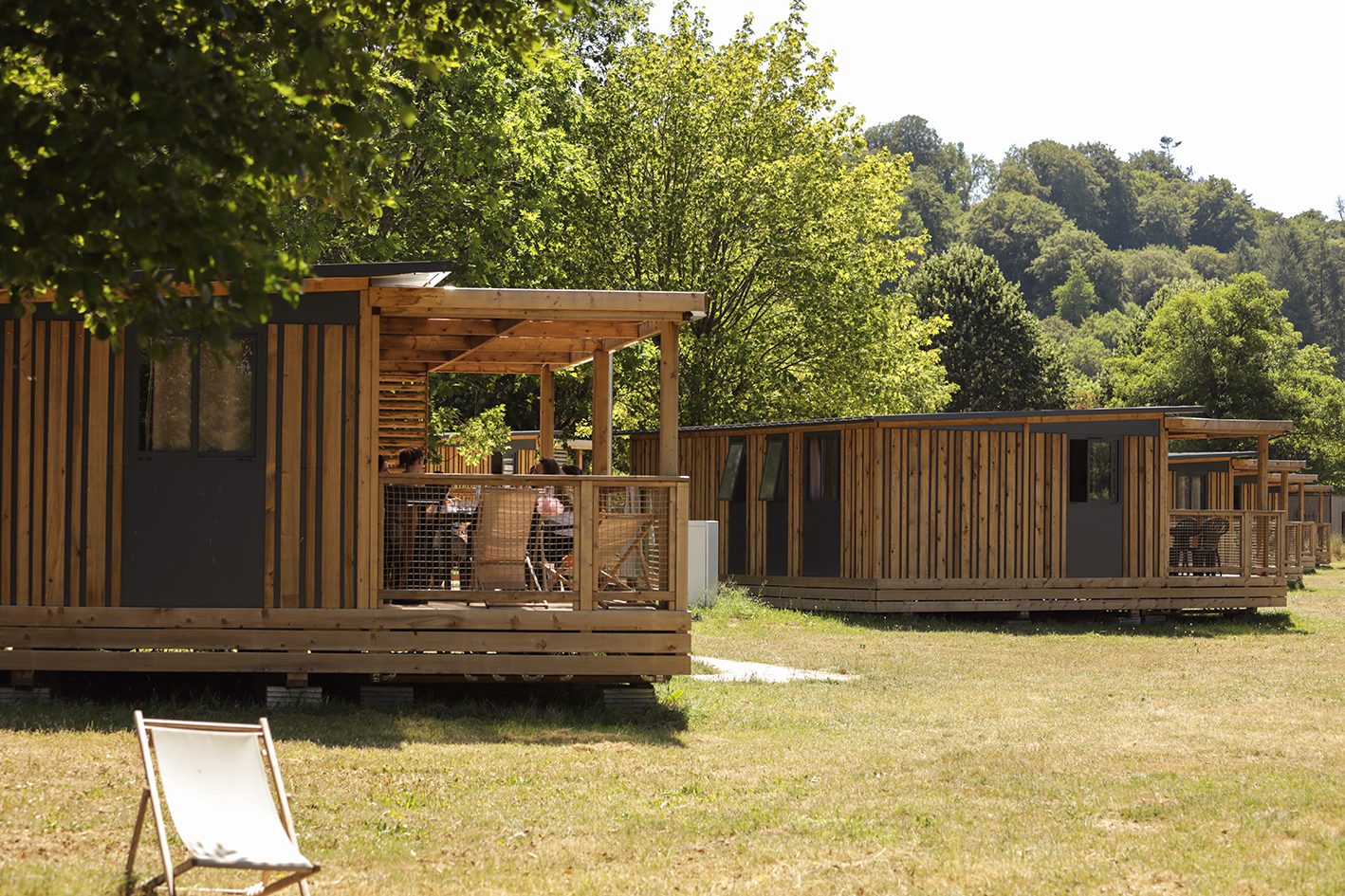 Wooden Nest 29 mobile home with covered terrace, Camping Le Florenville