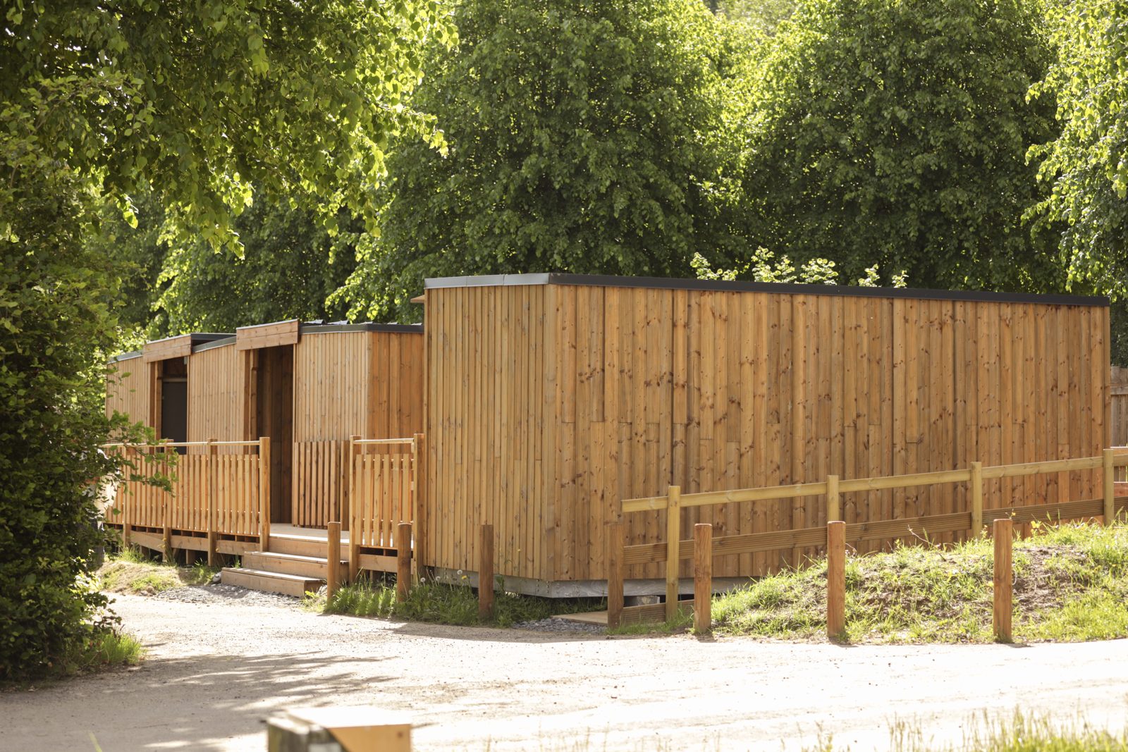 Wooden Nest 29 mobile home with covered terrace, Camping Le Florenville