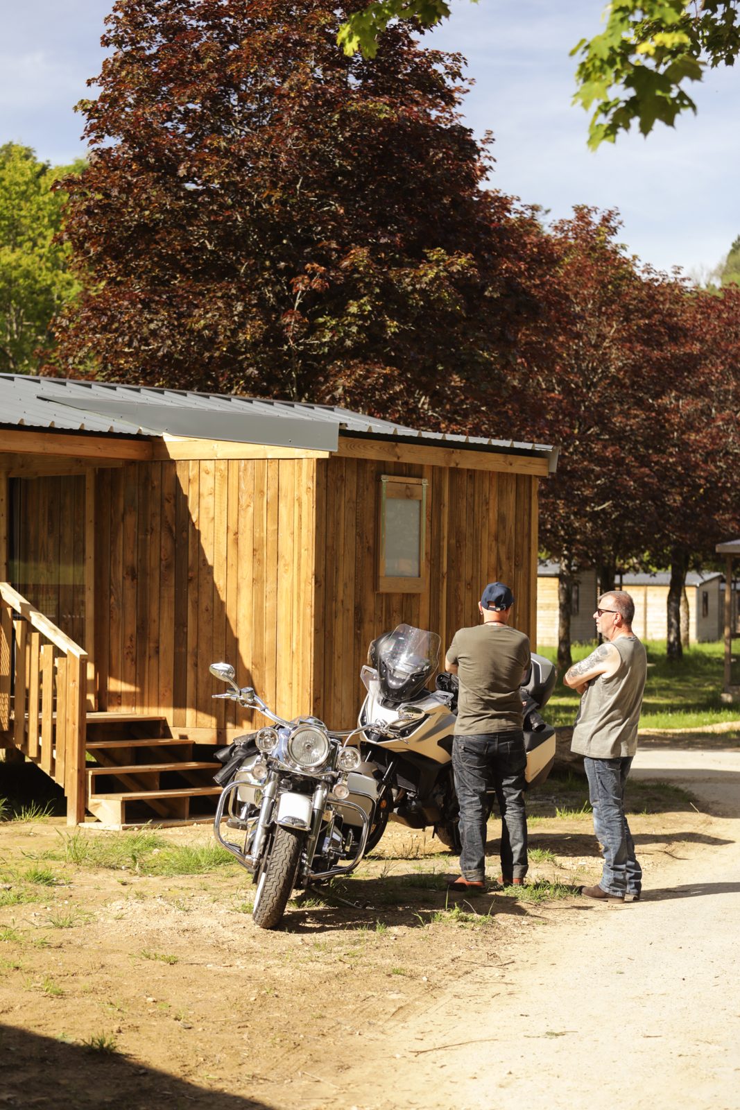 Wooden Nest 29 mobile home with covered terrace, Camping Le Florenville