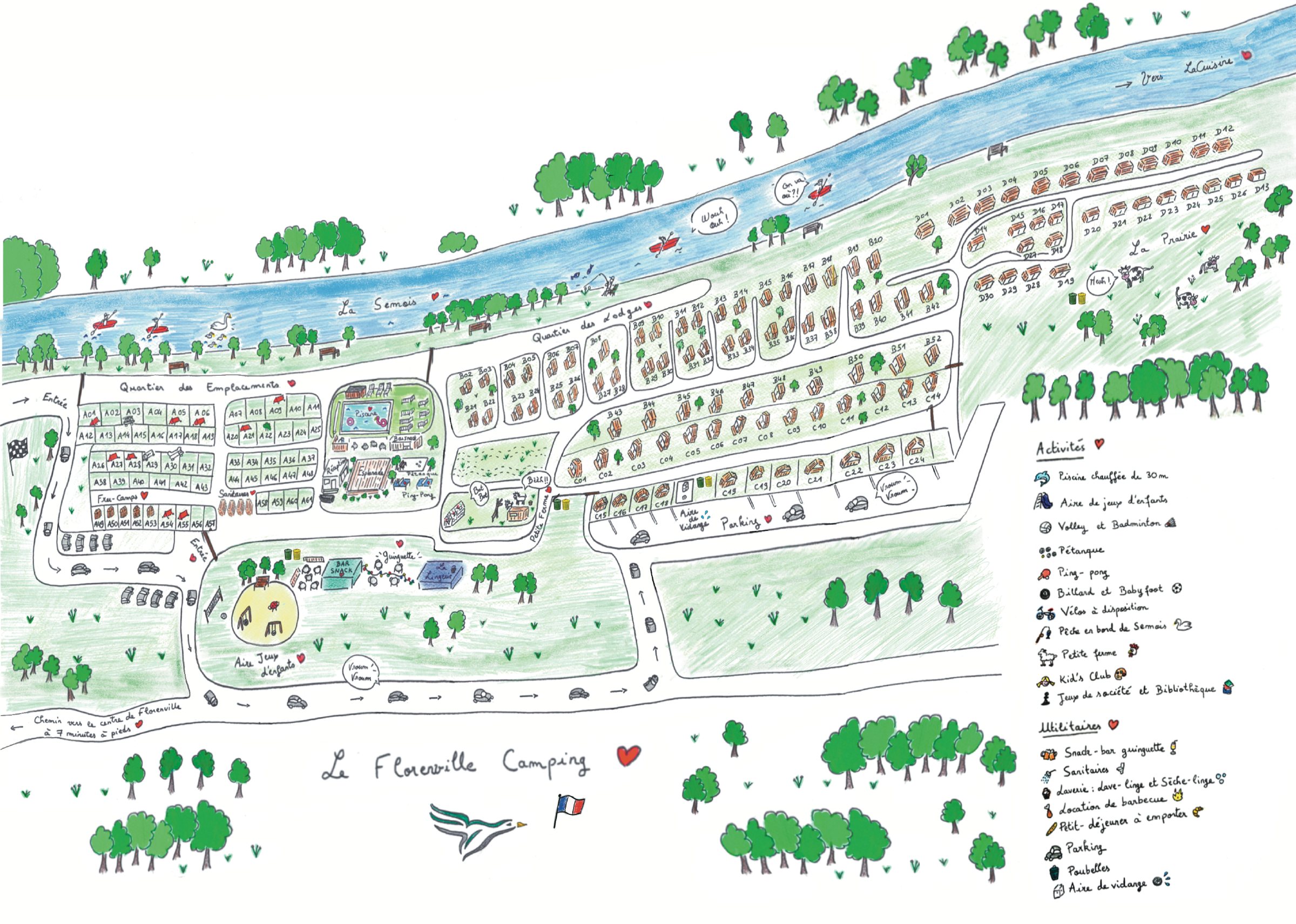 Plan illustré du Camping Le Florenville